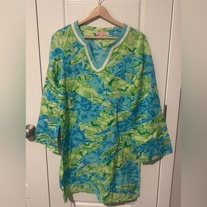 Lilly Pulitzer Green and Blue Small Tunic. Beach Coverup Resort Swim